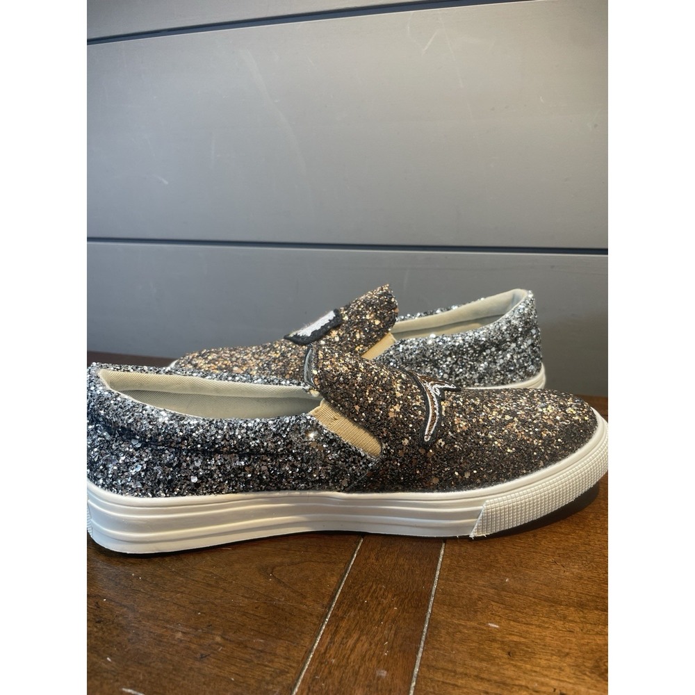 Vintage Havana Shoes Women 7 BRONZE BERTIE Glitter Sneaker Slip On Patches NWOB! - Picture 9 of 12